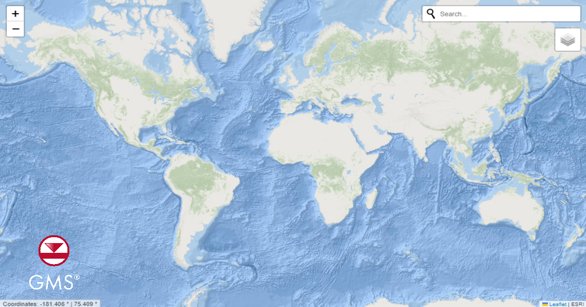 Global projection map of the world
