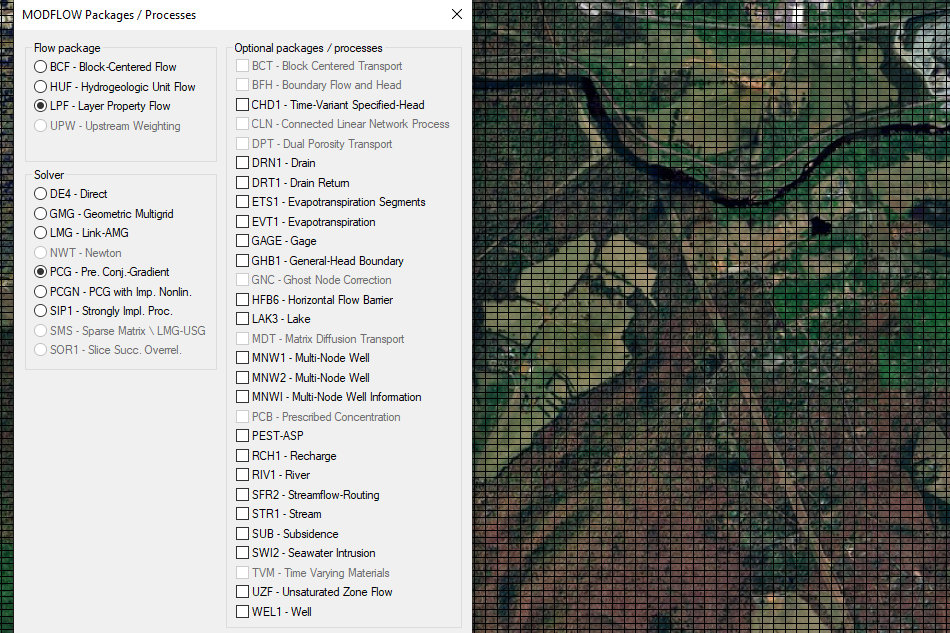 MODFLOW Package Selection in GMS