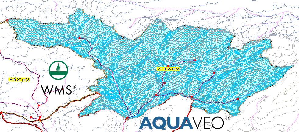Watershed delineated in WMS