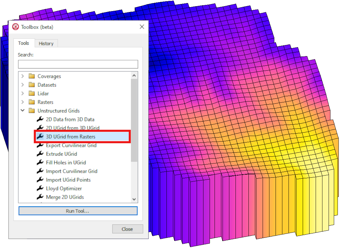 3D UGrid from Rasters tool