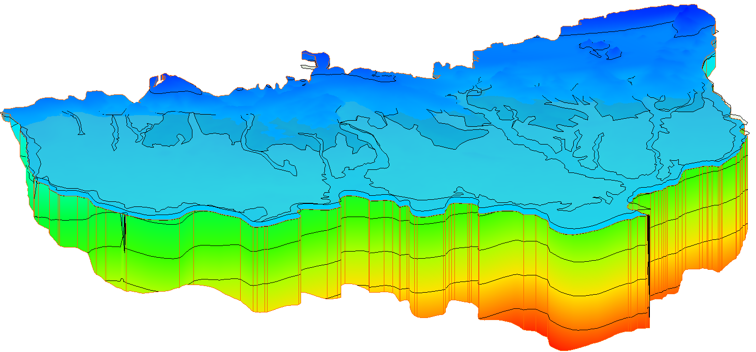 Example of a 3D UGrid generated from rasters