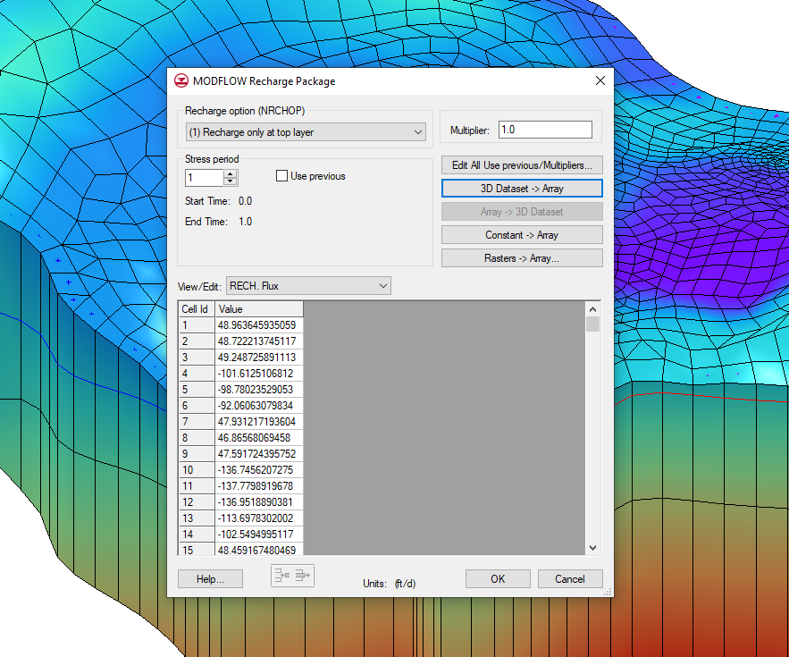 Example of the 3D Dataset to Array option