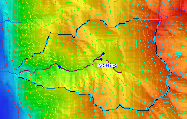 Basin delineated from CAD data