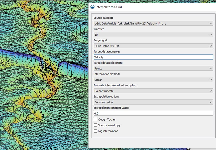 Example of the Interpolate to UGrid Tool in SMS