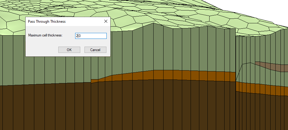 Example of setting pass through cells