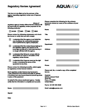 Regulatory Review Agreement