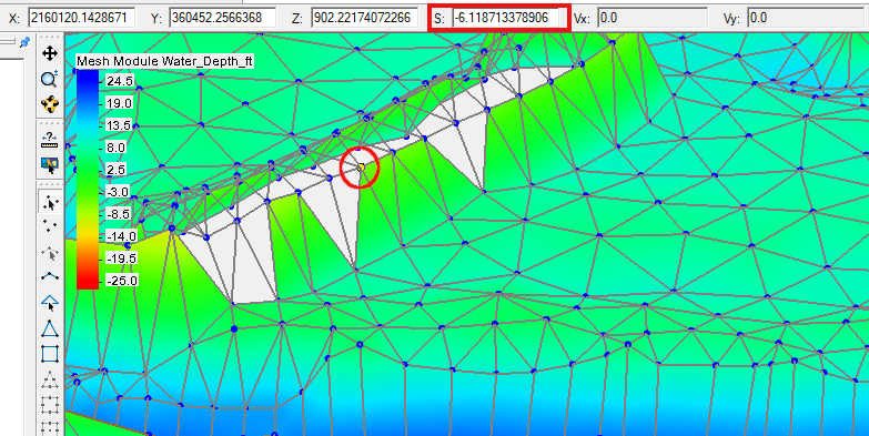 Example of negative depths in an SRH-2D project