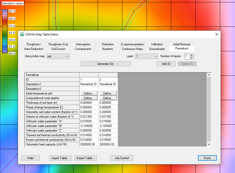 Permafrost options in WMS 11.3 beta