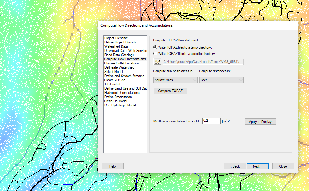 Example of the Hydrologic Modeling Wizard