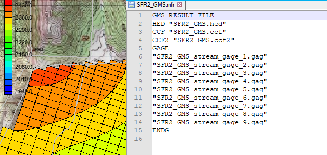 Example of MODFLOW results file