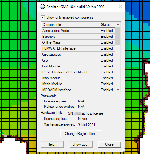 Example of the Register Dialog