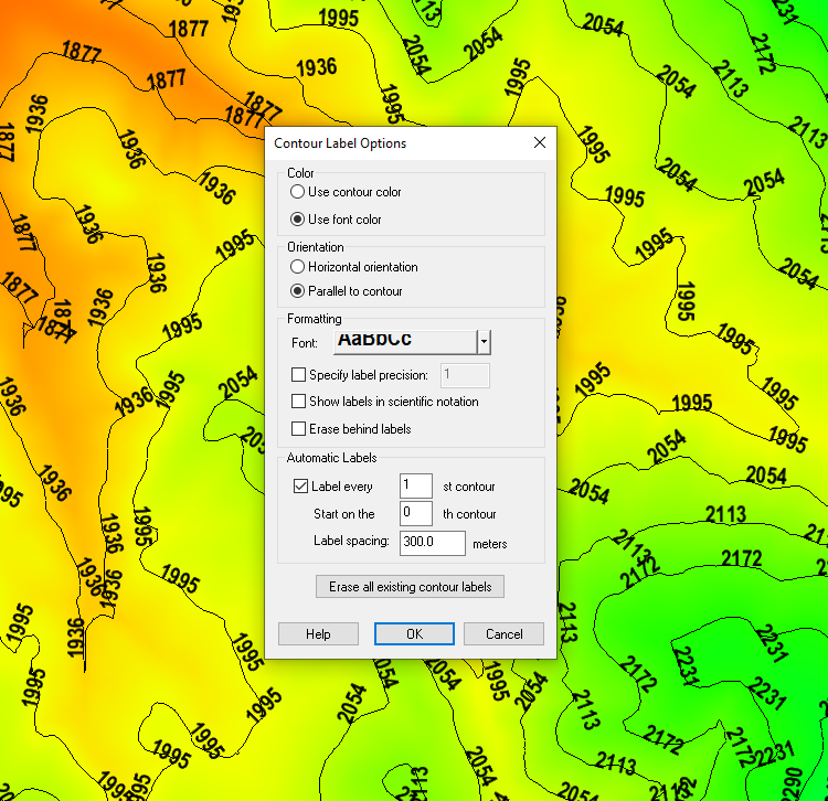 Example of contour labels