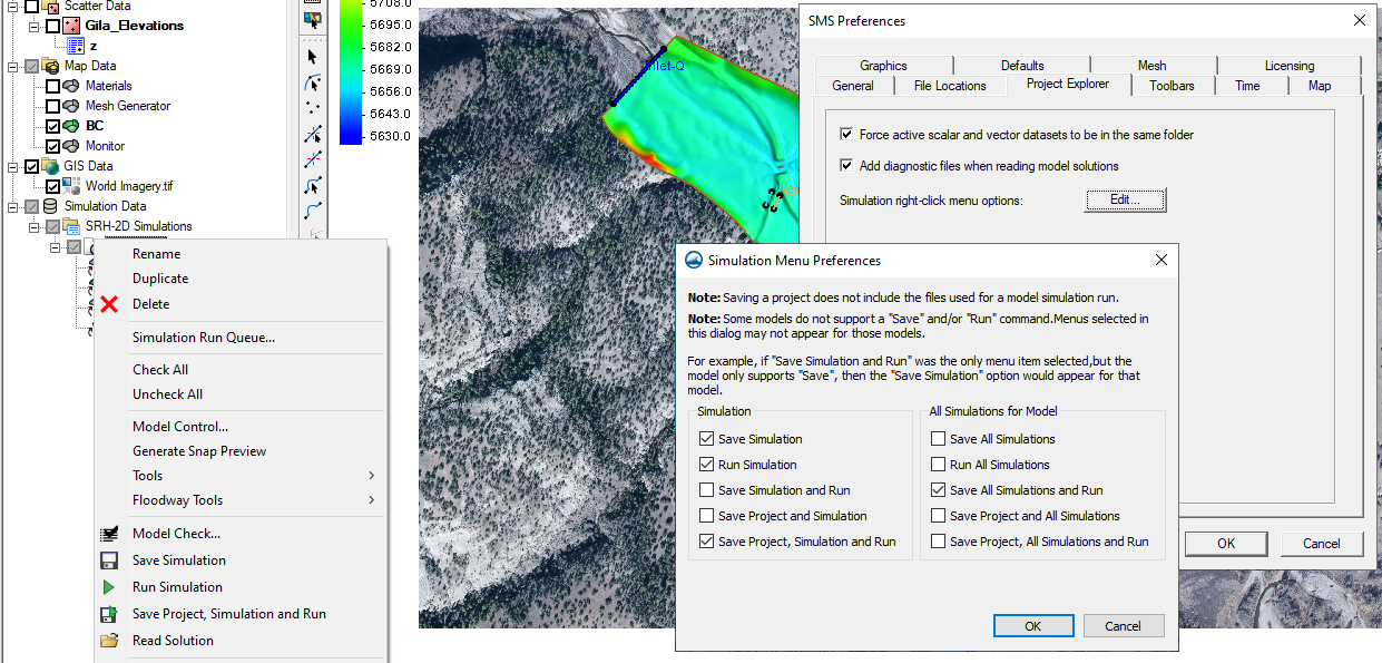 Customizing the simulation menu