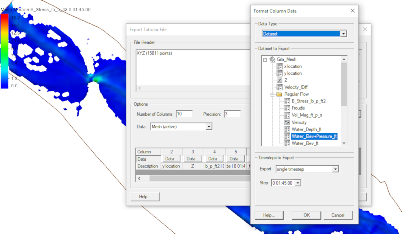 Exporting SRH-2D datasets as a text file