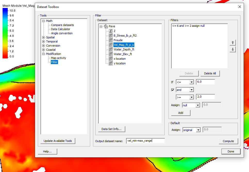 The Filter tool in the Dataset Toolbox