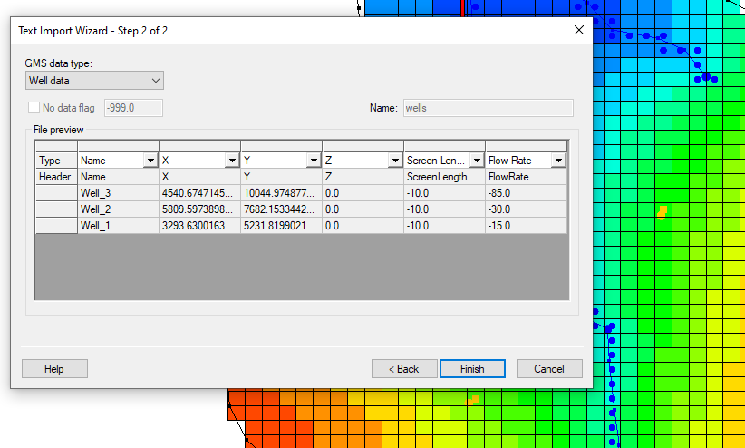 Importing a well file into GMS