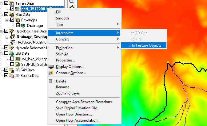 Interpolate to Feature Objects command