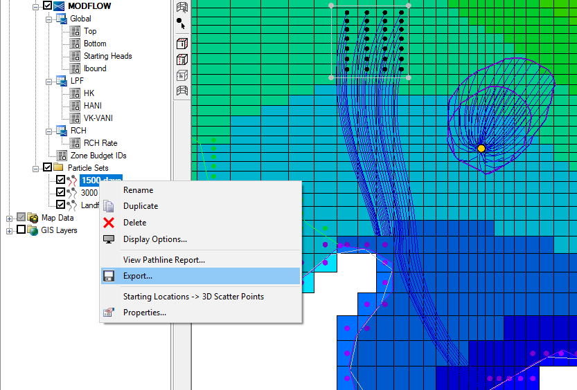 Exportin MODFLOW