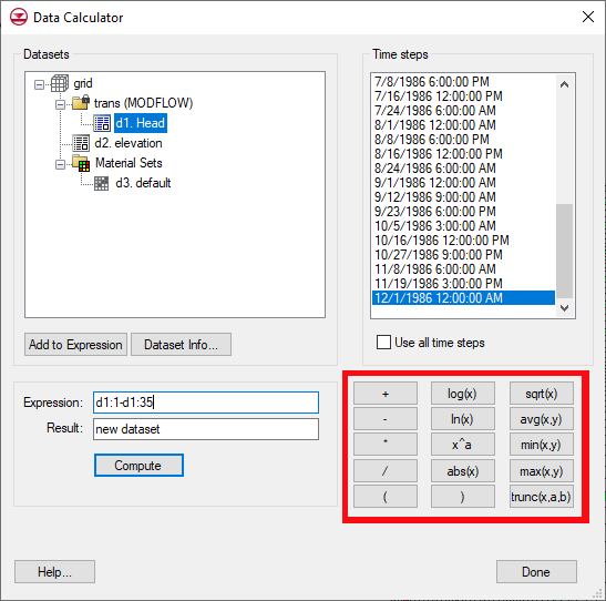 Operators in the Data Calculator