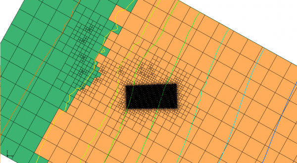 Plan view of quadtree unstructured grid