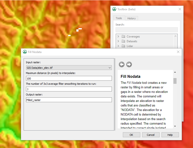 Example of the File Nodata tool