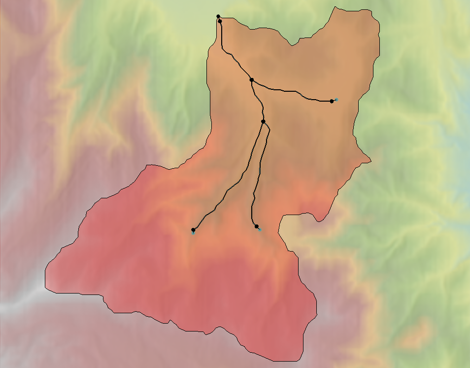 A watershed domain created from raster data