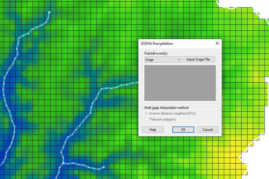 Example of importing precipitation for a GSSHA model