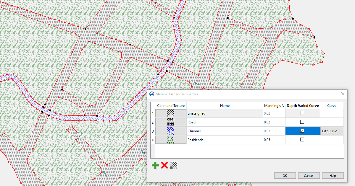 Spatially varying Manning's N in an SRH-2D simulation using SMS