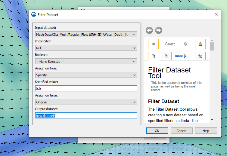 Example of the Filter Dataset tool