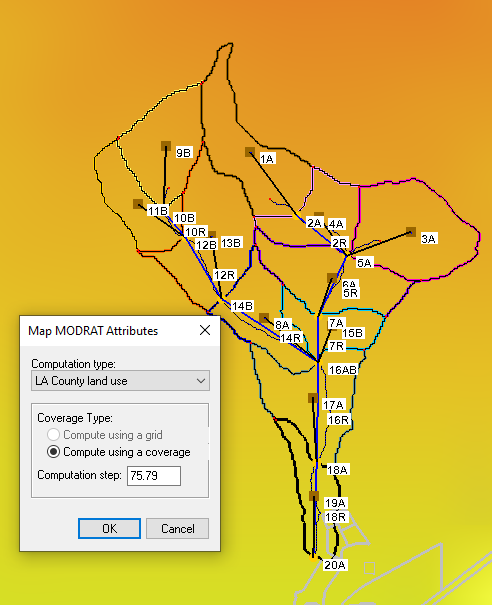 Example of the Map MODRAT Attributes dialog