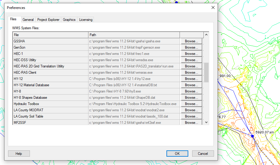 File paths set in WMS